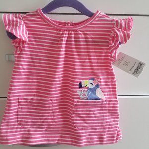 Girl shirt pink white Parrot Tee